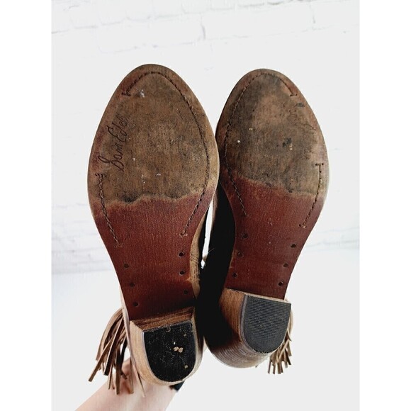 SAM Edelman Ankle Booties Woman's Size 8.5 M Camel Fringe Louie Suede Block Heel - Picture 6 of 8